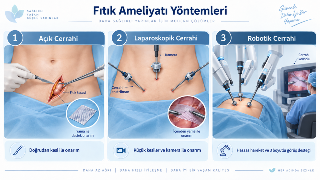 Fıtık ameliyatları: açık, laparoskopik ve robotik cerrahi yöntemleri